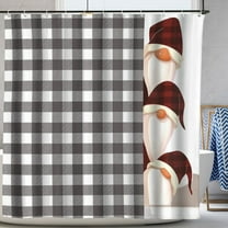 Farmhouse Plaid Shower Curtains for Bathroom Grey and White Fabric Checked Cloth Bathroom Curtain Sets with Hooks 72X72 in