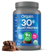 Orgain Organic Vegan 30g High Protein Powder, Plant Based Shake Drink, Prebiotic Fiber, Chocolate, 2.01lb