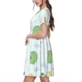thumbnail image 2 of Haiem Kawaii Frogs Pattern Women's Short-Sleeve Scoop Neck Swing Dress, 2 of 6