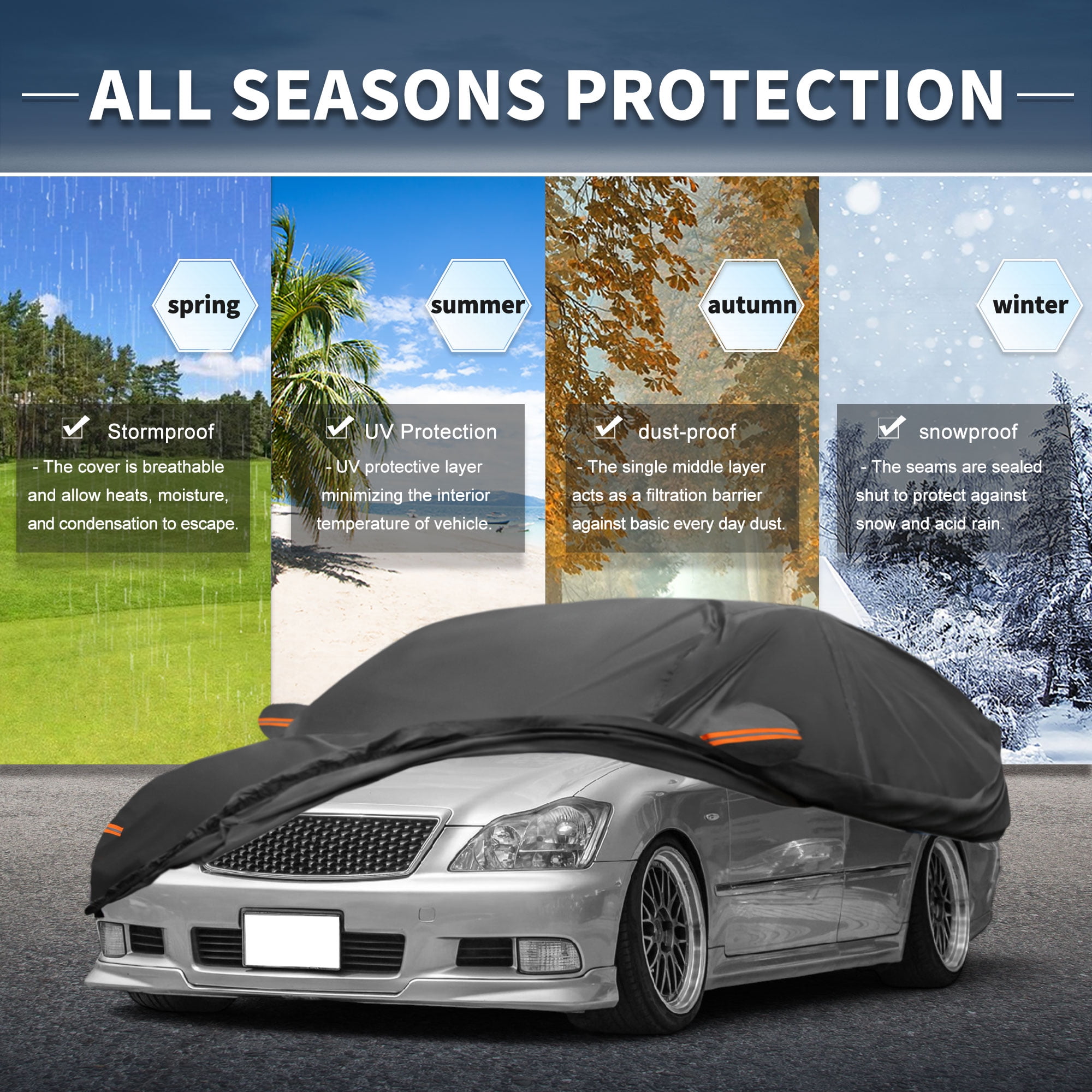 Unique Bargains Aluminum Car Cover for Toyota Crown Sedan 198.82"x72.83"x55.12"