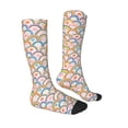 thumbnail image 3 of Fotbe Rainbow Flowers print Women's Men's Novelty Crew Socks Cotton Socks Knee High Socks for Walking,Running,Nurses,Pregnancy, 3 of 9