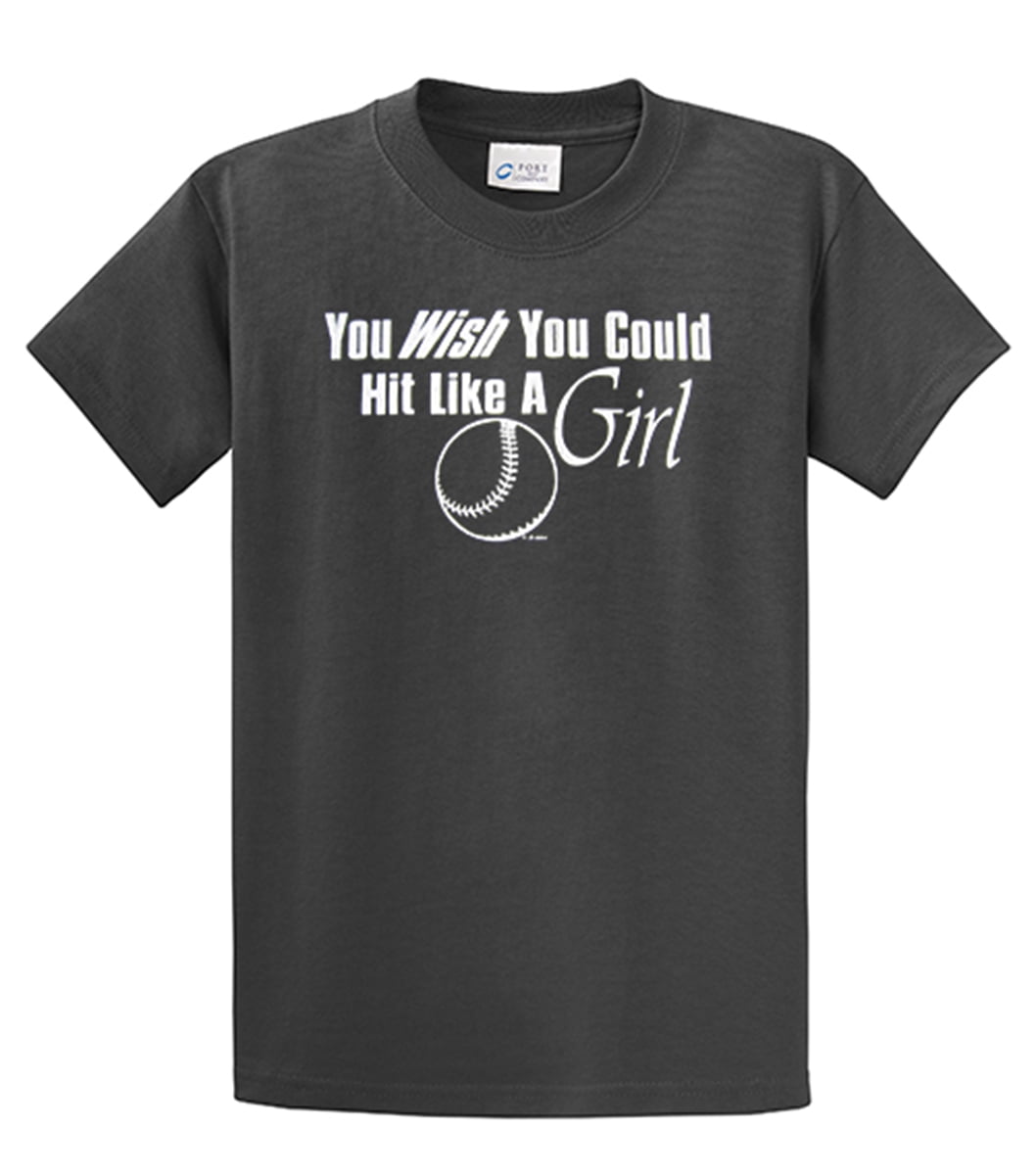 Softball Short Sleeve T-shirt Wish You Could Hit Like A Girl Funny Girls Fast - Picture 25 of 90