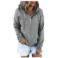 thumbnail image 3 of Dyfzdhu Hoodies for Women Long Sleeve Casual Half Zipper Sweatshirt Solid Pullover With Pocket Grey, 3 of 6