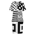 thumbnail image 3 of Vestido de playa Holgado con bolsillos para mujer, elegante traje de los años 60 con estampado de bloques blancos y negros para boda., 3 of 6