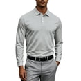 thumbnail image 6 of Polo Shirts for Men Long Sleeve Button Closure Solid Color Golf Shirts Office Leisure Tops, 6 of 8