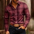 thumbnail image 2 of Atkumj Plaid Long Sleeve Shirts for Men Dressy Casual Turndown Collar Button Down Shirt Casual Formal Business Dress Shirts with Chest Pocket S, 2 of 9