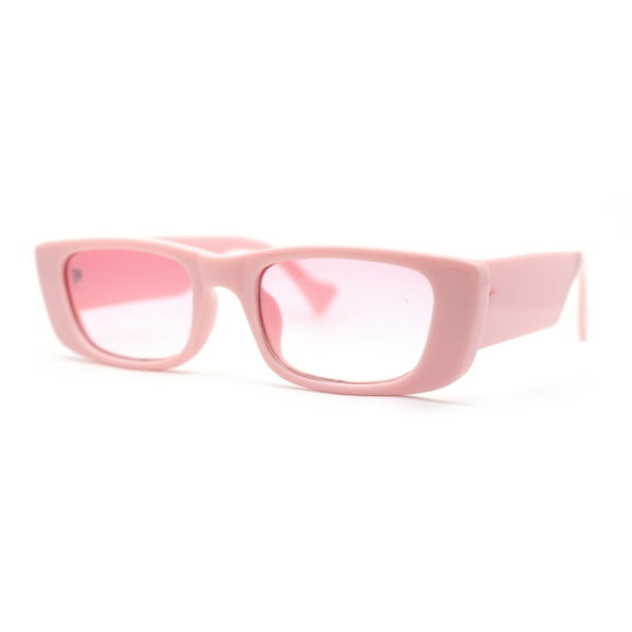 Pastel Pop Color Mod Narrow Rectangle Fashion Sunglasses Pink