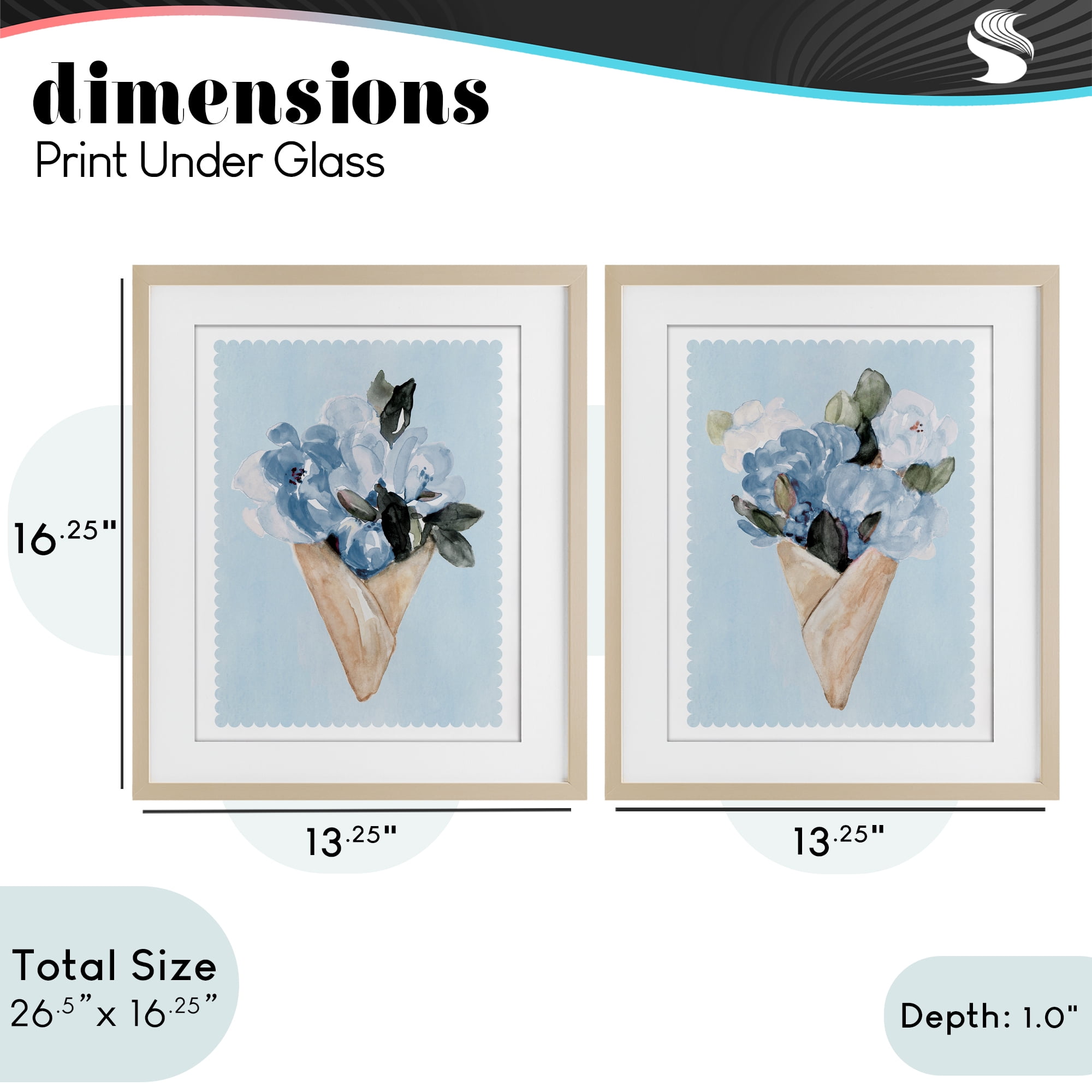 Stupell Industries Blue Flower Gift Bouquets 2 Piece Birch Framed Print Under Glass Set, design by Lanie Loreth