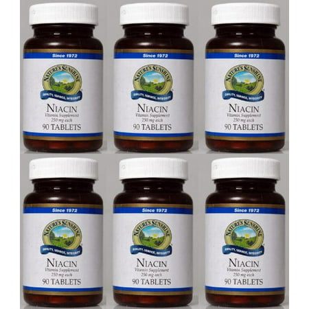Nature, s soleil Niacine Vitamine Supplément circulatoire, nerveux 250 mg 90 Comprimés Chaque (lot de 6)