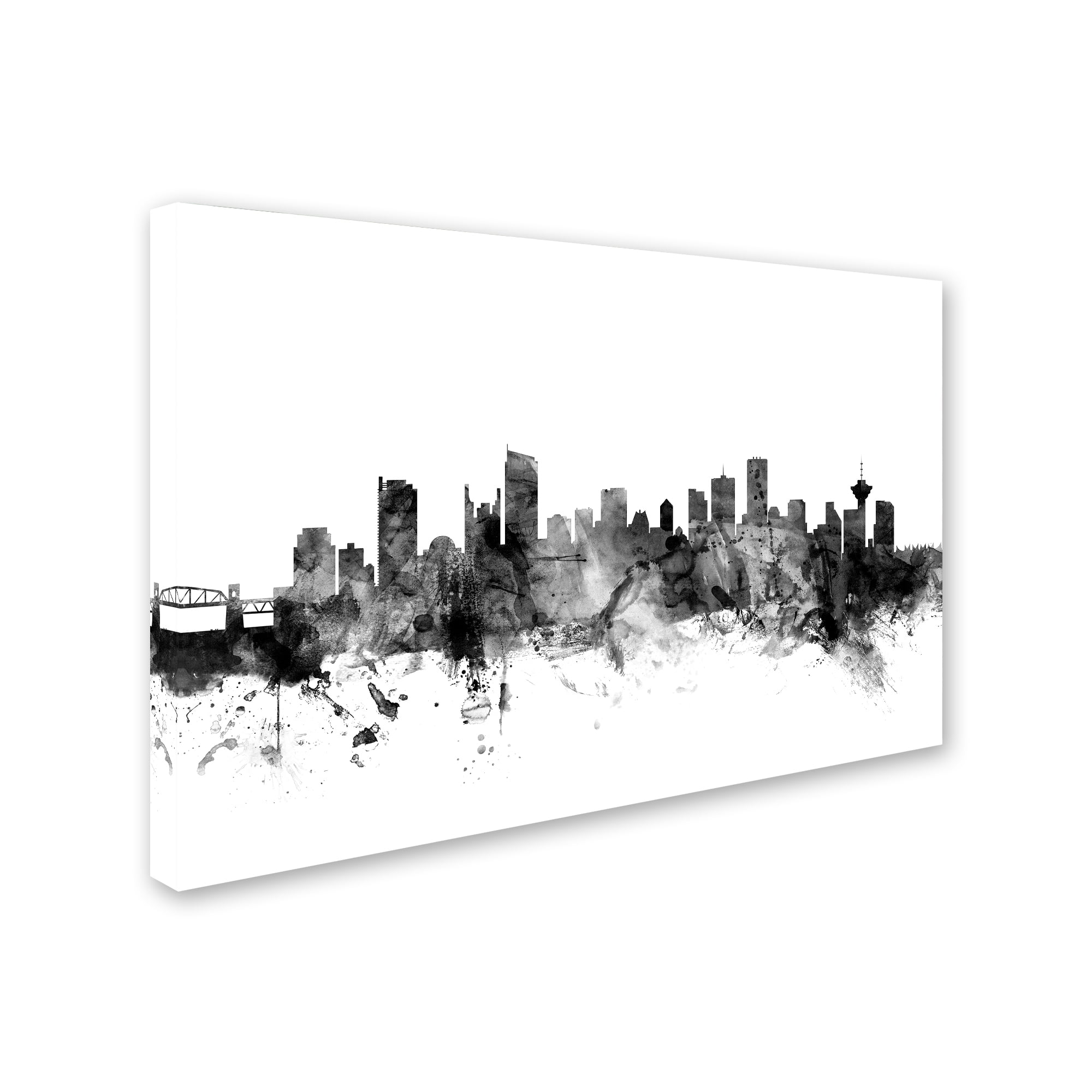 Trademark Fine Art "Vancouver Canada Skyline B&W" Canvas Art by Michael Tompsett