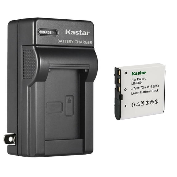 Kastar 1-Pack Battery and AC Wall Charger Replacement for Kodak LB-060 LB060 Battery, Kodak AZ251, AZ361, AZ362, AZ365, AZ421, AZ422, AZ425, AZ501, AZ521, AZ522, AZ525, AZ526, AZ527, AZ528 Camera