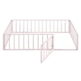 thumbnail image 6 of Twin Size Metal Floor Bed Frame with Fence and Door, Pink, 6 of 16