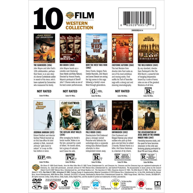 SDS, 10 Film Western Collection, NR, Box Set DVD Warner Bros