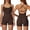 Dark Coffee, variant on AEXTO Two Piece Workout Sets for Women Criss Cross Tank Top Matching V Cut Shorts Gym Yoga Active Wear Outfits with Pocket