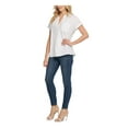 thumbnail image 2 of DKNY PURE Womens Ivory Pocketed Linen Short Sleeve Mandarin Collar Top XL, 2 of 2