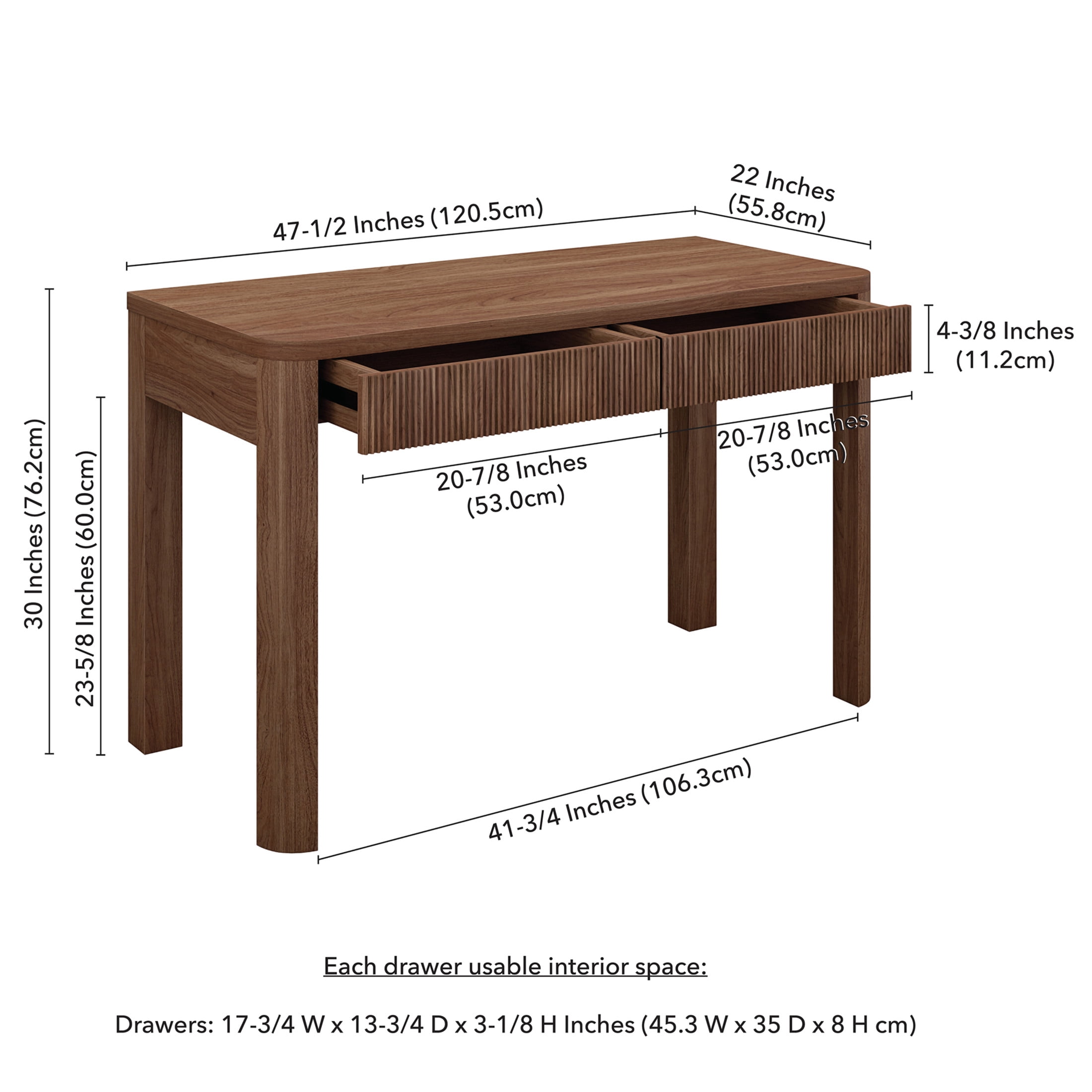 Evelyn&Zoe Modern/Contemporary 48" Wide Satin Walnut Home Office