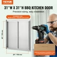 thumbnail image 6 of VEVOR BBQ Access Door, 31W x 31H Inch Double Outdoor Kitchen Door, Stainless Steel Flush Mount Door, Wall Vertical Door with Handles, for BBQ Island, Grilling Station, Outside Cabinet, 6 of 9