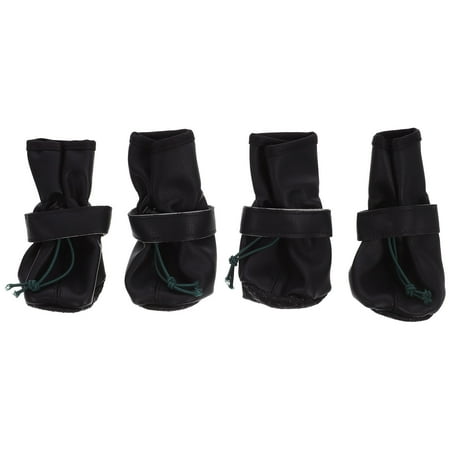 KONTONTY 4pcs Sole Pet Shoes Non-slip Shoes Leather Dog Boots Paw Protector for Pet Dog (Black Random Lining Pattern Size 8)