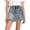 #0251-Blue, variant on Girls Denim Skort Denim Skirt Star Patch Embroidered Skort Elastic High Waist A Line Skirt With Pockets Lined Skort 4-12Y