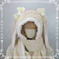 thumbnail image 3 of Gorro de felpa con Orejas de conejo lolita japonés, gorro kawaii, bufanda, guantes, tríada, gorra de ciclismo, sombreros de invierno para estudiantes, 3 of 6