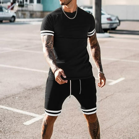 

Sport Suit for Men Two Piece Set Shorts T Shirt Fashion Print Short Sleeve Round Neck Casual Summer Workout Outfits