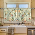 thumbnail image 2 of Yayeee Kitchen Curtains Tier Set of 2 Light Filtering 57"x24" Over Sink Window Panels, Green Floral Pattern, 2 of 7