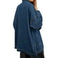 thumbnail image 2 of Women's Oversized Denim Jacket Casual Long Boyfriend Distressed Jean Jacket Long Sleeve Button Down Shirt Shacket, 2 of 3