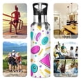 thumbnail image 7 of Yayeee 33oz Insulated Water Bottle Double Wall Stainless Steel with Flip Straw Lid, Purple Abstract Shapes, 7 of 7