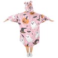 thumbnail image 2 of FORMRS Wearable Blanket Hoodie with Sleeves for Kids Cozy Flannel Sweatshirt, Pink Halloween Ghosts, 2 of 7