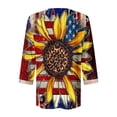 thumbnail image 4 of Feancey Womens 3/4 Sleeve Tops Casual 4th of July Sunflower Print Shirts Trendy Lace V Neck Baggy Blouses 2025 Summer Casual Patriotic Shirt Sales Today,Black,S, 4 of 5