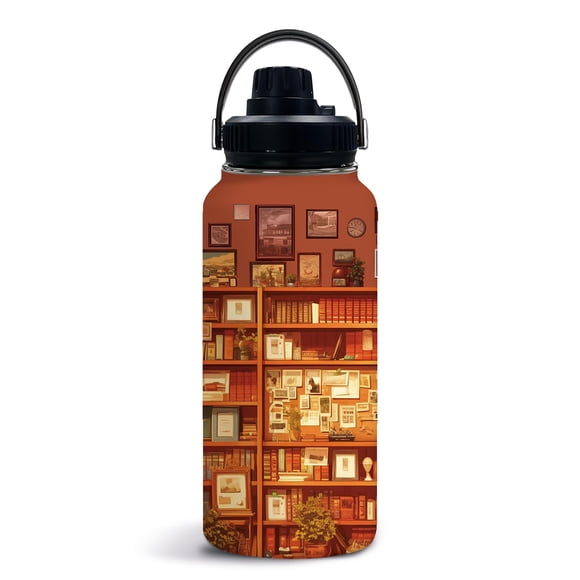 Botella de agua Uibunoo de acero inoxidable, 950 ml, diseño libroso