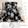 thumbnail image 5 of Black Rose Blanket Soft Cozy Warm Throw Blanket for Couch, Plush Fuzzy Flannel Fleece Blankets for Sofa, Vintage Pastoral Botanical Floral Leaves Vines Bed Blankets Lightweight Gifts for Men, 40"x60", 5 of 9
