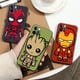 thumbnail image 2 of Funda de silicona negra Marvel Iron Man Groot para IPhone, 12, 11, 13, 14 Pro Max, XS, XR, X, 8, 7 Plus, SE, Funda suave, Spiderman, vengadores Fivean unisex, 2 of 2