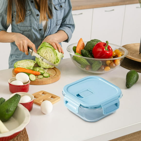 Qaailabf Glass Meal Prep Bento Box - Microwave Safe Glass Lunch Container for Students and Office Workers - Heat Resistant Food Storage Container with Lid - Dishwasher Safe Fresh-Keeping Box