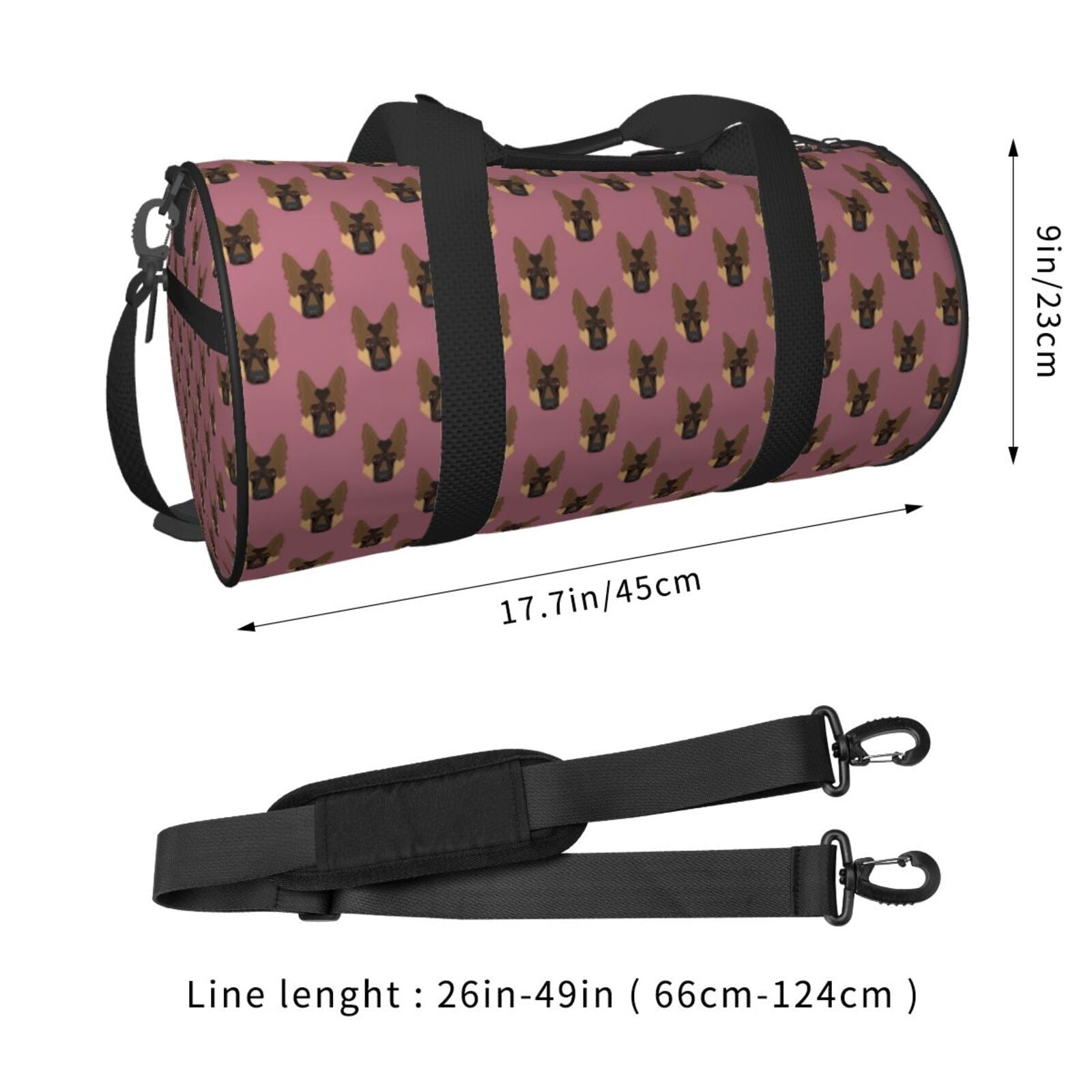 Vsdgher German Shepherd Dog 45L Foldable Duffel Bag, Sports Gym Bag,Overnight Bag, Portable Weekender Bag for Airplanes