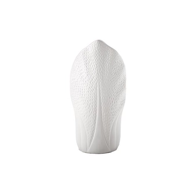 Urban Trends Collection 15202 Ceramic Pyramidal Vase with Engraved Circle Body & Tapered Bottom, Matte White