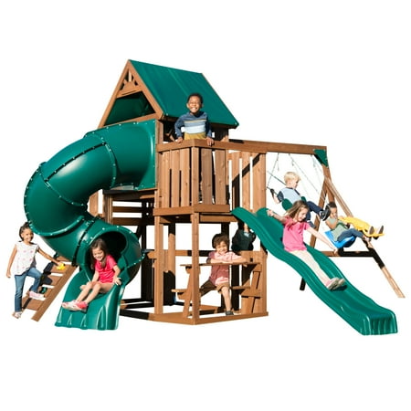 Swing N Slide Tellico Terrace Wooden Swing Set With Tube