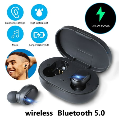 Bluetooth 5.0 Deep Bass True Wireless Earbuds with Built-in Mic, EEEKit A6S Sports Wireless Headphones, 5 Hours Continuous Playtime with Charging Case, IPX4 Waterproof Headset for Sports Gym