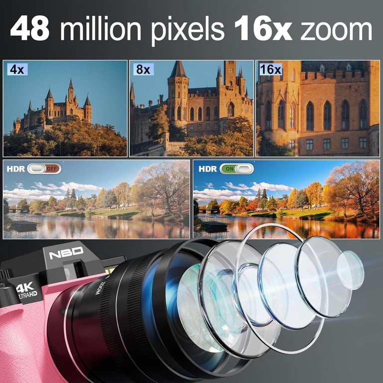 NBD 4K 48MP WiFi Vlogging Camera for YouTube with Webcam, Wide