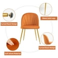 thumbnail image 3 of Newnno Velvet Modern Dining Chairs Set of 2, Upholstered Armless Accent Side Chair with Metal Legs for Kitchen Dining Room, Orange, 3 of 6