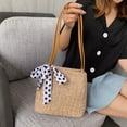 thumbnail image 6 of Buodes Beach Bags For Women Ladies Satchel Bow Pearl Woven Seaside Straw Weaving High Capacity Handbag, 6 of 7