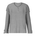 thumbnail image 4 of Hinvhai Plus Size Sweater Tops On Seasonal Clearance Women's Soild Long Sleeve Button Knit Pullover V-neck Sweater Coat Gray 6(M), 4 of 7