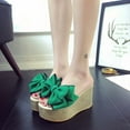 thumbnail image 5 of Penkiiy Women's High Heeled Bow-Knot Platform Wedge Flip-Flops Beach Sandals Espadrille Slippers Summer Thong 38 Green, 5 of 9