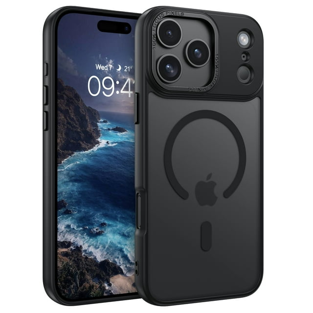 DOMAVER Magnetic iPhone 17 Pro Max Case 6.9" - Slim Fit Matte Translucent Cover | MagSafe Compatible | Shockproof Anti-Yellowing | Black