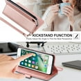 thumbnail image 5 of Wallet Case for iPhone 6 iPhone 6S, 5 Card Slots Magnetic Closure Zipper Pocket Handbag PU Leather Flip Case with Wrist Strap TPU Kickstand Cover for iPhone 6/6S - Rose Gold, 5 of 16