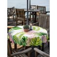 thumbnail image 2 of Outdoor Tablecloth with Umbrella Hole for Patio/Picnic/Party/Camping, Green Pink Monstera Leaves Waterproof Table Cloth Round Cover Washable, Summer Botanical Tropical (Dia 54"), 2 of 9