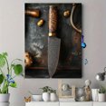 thumbnail image 4 of Qisvanset Framed Canvas Wall Art 12x16 Inch Engraved Chef Knife Father Day Christmas Gift Decor, 4 of 5