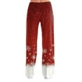 thumbnail image 4 of Women's Fashion Loose Casual Christmas Snowman Print Pants with Drawstring Elastic Waist, Comfortable Sleepwear and Loungewear Trousers for Home,Red,2XL, 4 of 7