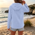 thumbnail image 4 of V Neck Pullover Hoodie Womens Fall V Lightweight Soft Long Sleeve Drawstring Sweatshirt with Pocket 2026 Daily Tops Light Blue S, 4 of 9