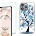 thumbnail image 1 of Slim-Fit Gel TPU Phone Case for iPhone 14 Pro, with Tempered Glass Screen Protector, by OneToughShield ® - Snowflakes Tree, 1 of 4